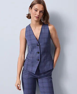 Ann Taylor The Petite Cutaway Vest in Plaid sold by Ann Taylor
