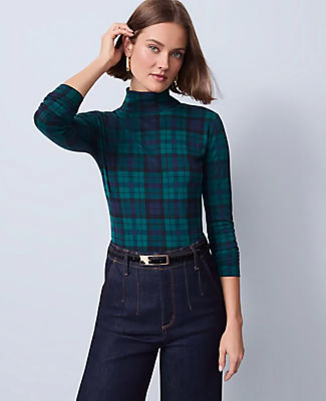 Ann Taylor Plaid Turtleneck Top sold by Ann Taylor
