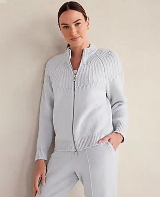 Ann Taylor Haven Well Within Organic Cotton Blend Fair Isle Stitch Bomber sold by Ann Taylor