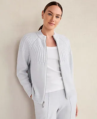 Ann Taylor Haven Well Within Organic Cotton Blend Fair Isle Stitch Bomber sold by Ann Taylor product image thumbnail 2