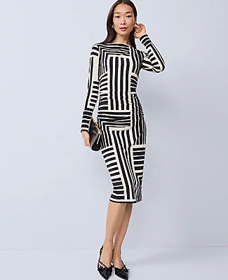 Ann Taylor Geo Ruched Knit Midi Dress sold by Ann Taylor