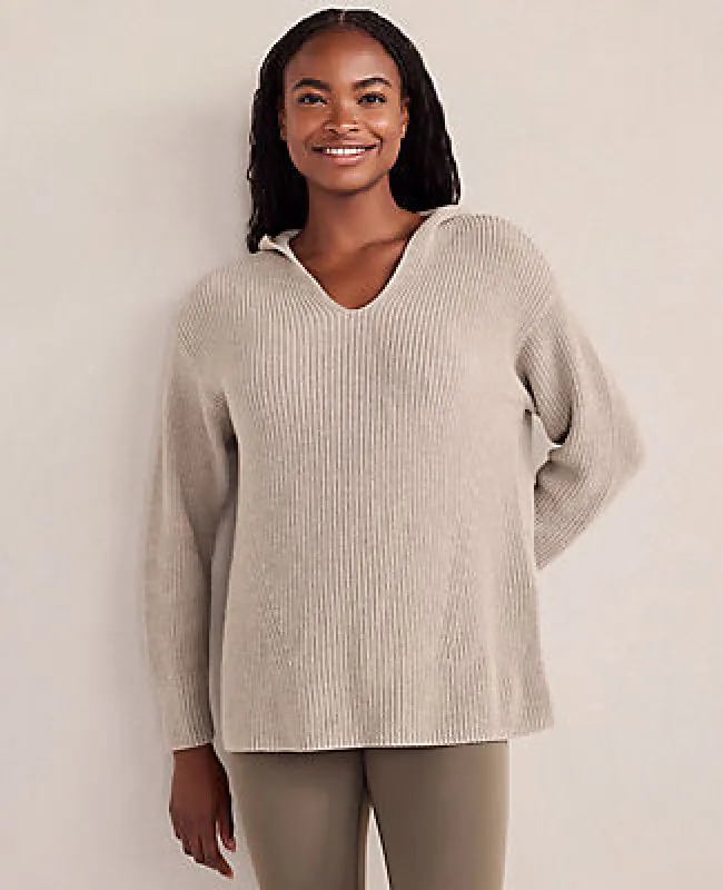 Ann Taylor Haven Well Within Organic Cotton Cashmere Shaker Stitch Hoodie sold by Ann Taylor