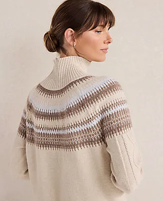 Ann Taylor Haven Well Within Organic Cotton Blend Fair Isle Cable Mock Neck Sweater sold by Ann Taylor product image thumbnail 2