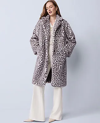 Ann Taylor Animal Print Faux Fur Coat sold by Ann Taylor