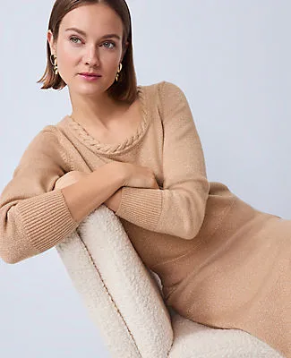 Ann Taylor Petite Metallic Braided Scoop Neck Sweater sold by Ann Taylor product image thumbnail 3