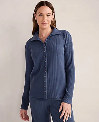 Ann Taylor Haven Well Within Ottoman Rib Button-Front Top sold by Ann Taylor