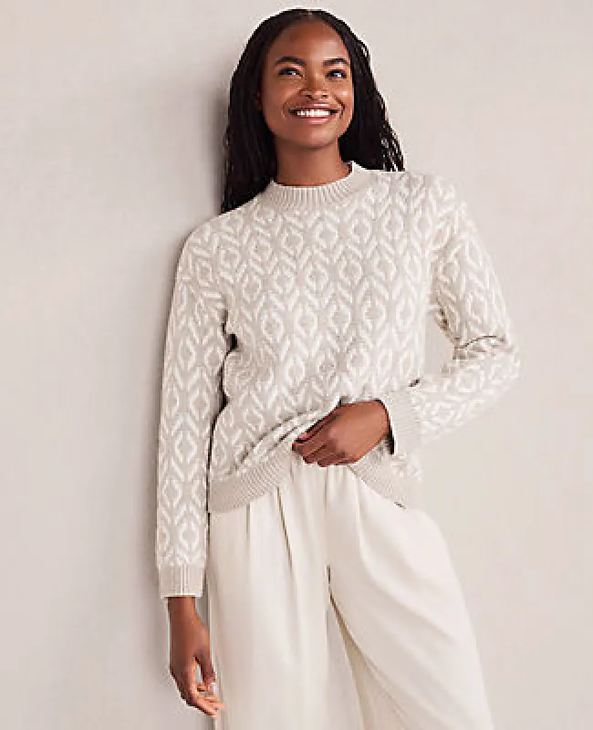 Ann Taylor Haven Well Within Organic Cotton Blend Diamond Stitch Sweater sold by Ann Taylor