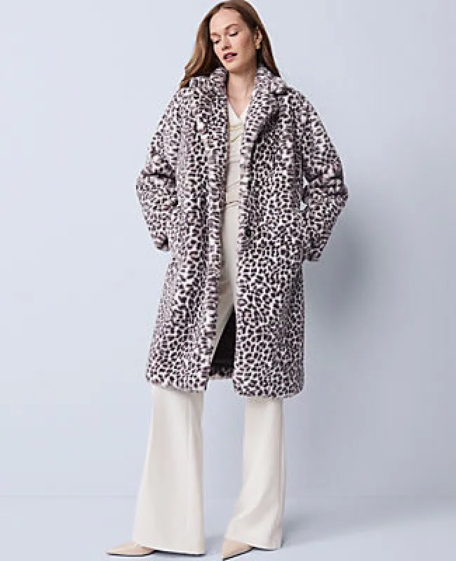Ann Taylor Animal Print Faux Fur Coat sold by Ann Taylor