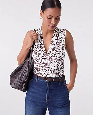 Ann Taylor Floral Sleeveless V-Neck Top sold by Ann Taylor