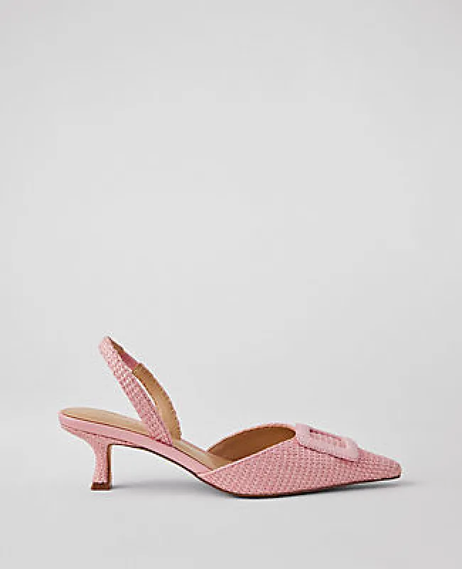 Ann Taylor Straw Pointy Toe Buckle Slingback Pumps sold by Ann Taylor