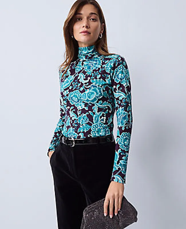 Ann Taylor Petite Floral Turtleneck Top sold by Ann Taylor