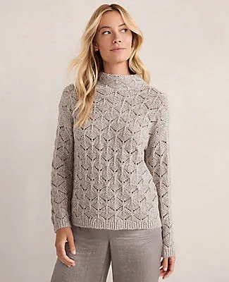 Ann Taylor Haven Well Within Lurex Blend Pointelle Crewneck Sweater sold by Ann Taylor