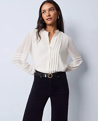 Ann Taylor Weekend Collection Pintucked Button Down Shirt sold by Ann Taylor