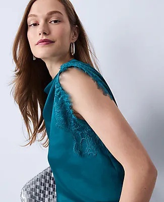 Ann Taylor Lace Trimmed Satin Top sold by Ann Taylor