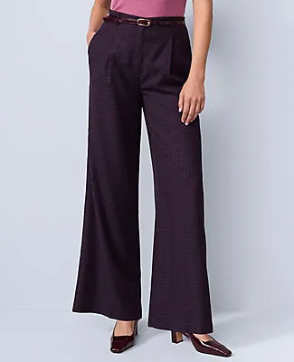 Ann Taylor Studio Collection Belted Wide-Leg Pant in Plaid sold by Ann Taylor product image thumbnail 2