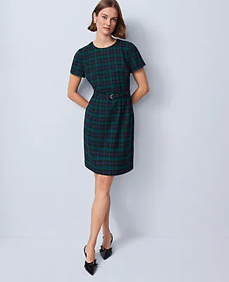 Ann Taylor Petite Plaid Belted Sheath Dress sold by Ann Taylor product image thumbnail 3