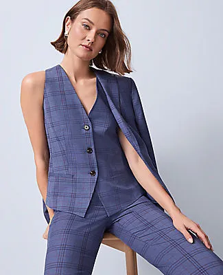 Ann Taylor The Petite Cutaway Vest in Plaid sold by Ann Taylor product image thumbnail 3