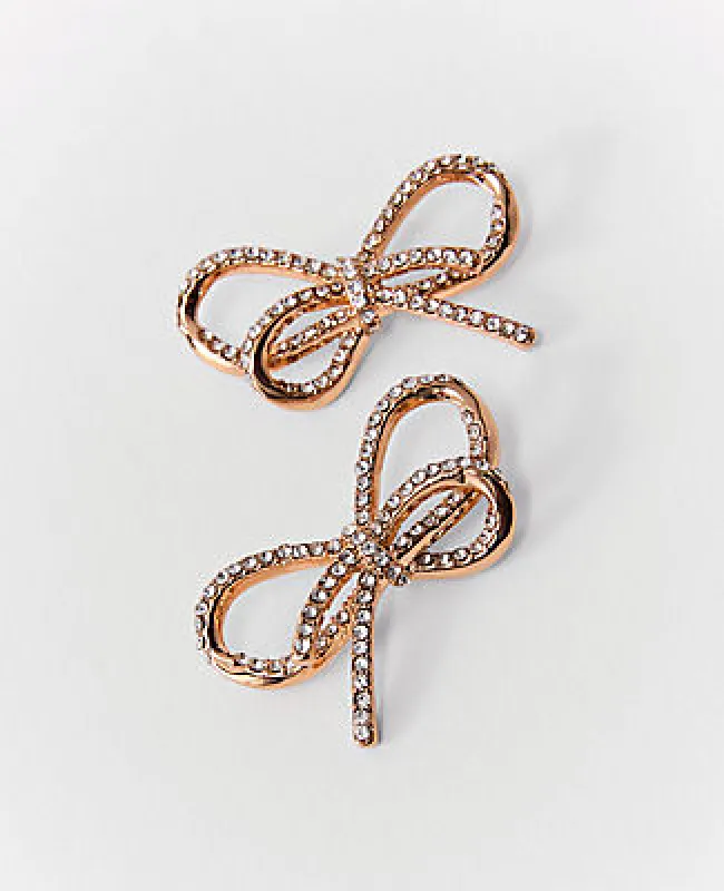 Ann Taylor Pavé Bow Stud Earrings sold by Ann Taylor