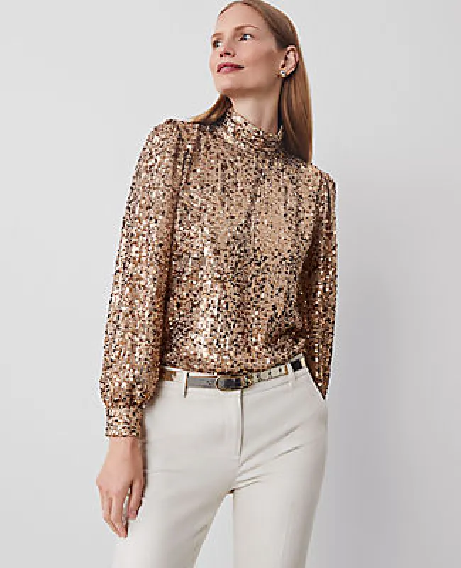 Ann Taylor Sequin Mock Neck Top sold by Ann Taylor