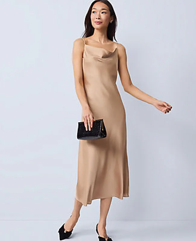 Ann Taylor Petite Satin Cowl Neck Slip Dress made by Ann Taylor