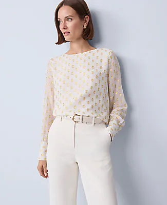 Ann Taylor Petite Dotted Boatneck Blouse sold by Ann Taylor product image thumbnail 3