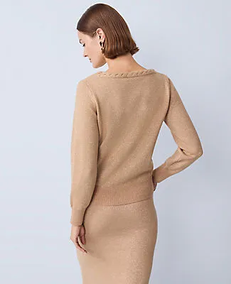 Ann Taylor Petite Metallic Braided Scoop Neck Sweater sold by Ann Taylor product image thumbnail 2