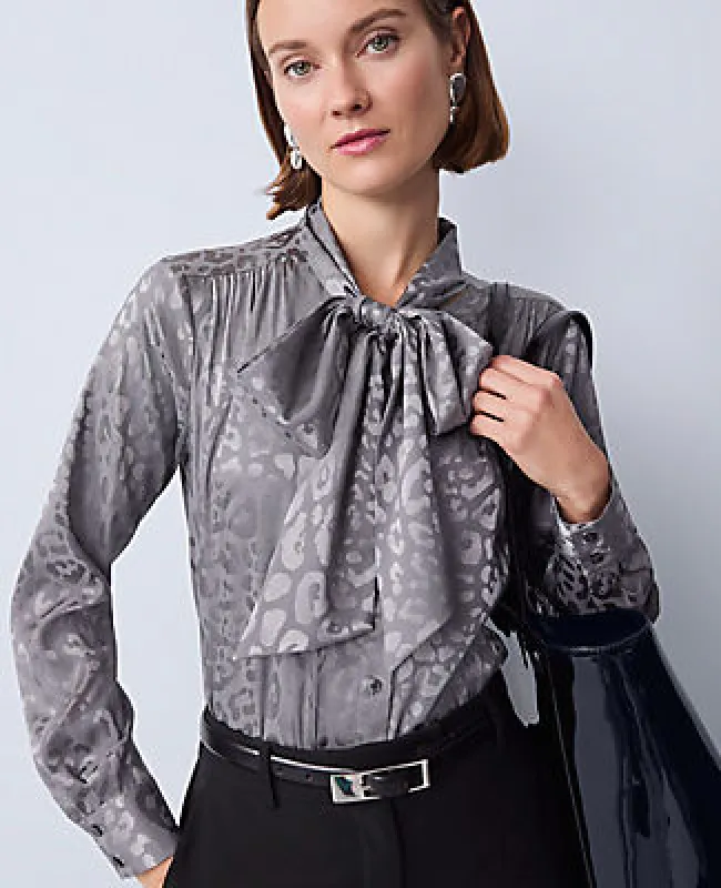 Ann Taylor Petite Animal Print Bow Blouse sold by Ann Taylor