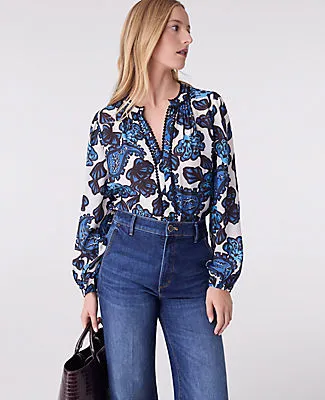 Ann Taylor Paisley Bobble Trim Blouse sold by Ann Taylor
