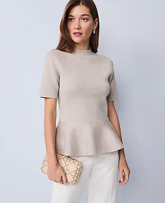 Ann Taylor Petite Metallic Peplum Top sold by Ann Taylor