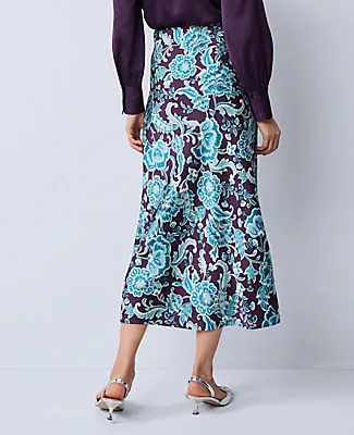 Ann Taylor Floral Satin Midi Slip Skirt sold by Ann Taylor product image thumbnail 3