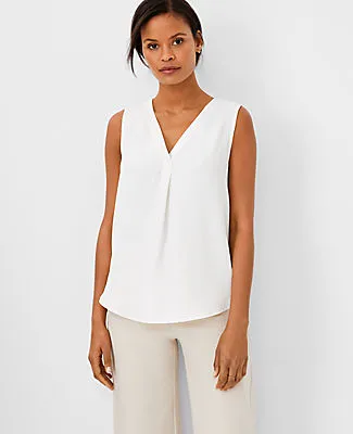 Ann Taylor Petite Mixed Media Pleat Front Top sold by Ann Taylor