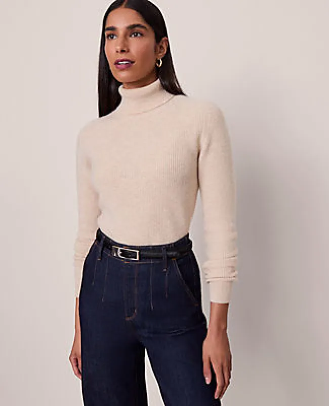 Ann Taylor Studio Collection Cashmere Ribbed Turtleneck Sweater sold by Ann Taylor