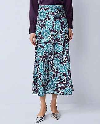 Ann Taylor Floral Satin Midi Slip Skirt sold by Ann Taylor product image thumbnail 2