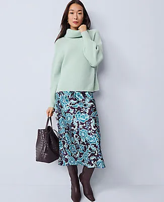 Ann Taylor Floral Satin Midi Slip Skirt sold by Ann Taylor product image thumbnail 4