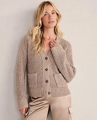 Ann Taylor Haven Well Within Lurex Blend Shaker Stitch Cardigan sold by Ann Taylor