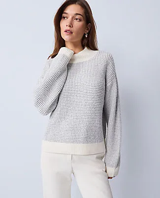 Ann Taylor Petite Metallic Waffle Knit Sweater sold by Ann Taylor product image thumbnail 3