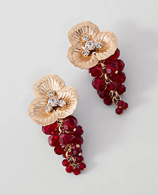 Ann Taylor Beaded Flower Tassel Drop Earrings sold by Ann Taylor