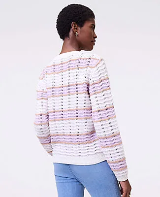 Ann Taylor Textured Stitch Striped Sweater sold by Ann Taylor product image thumbnail 2
