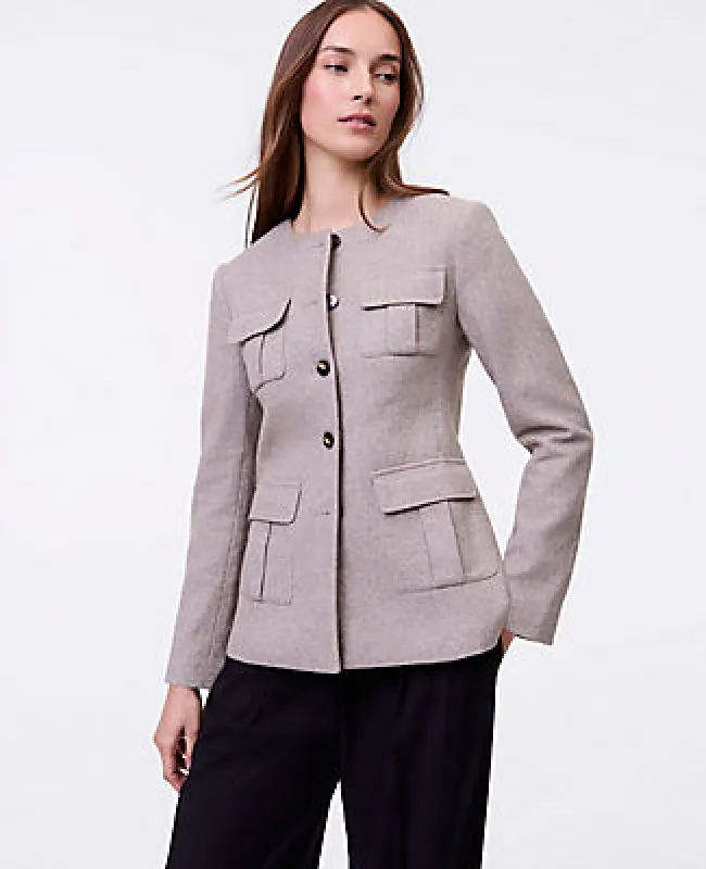 Ann Taylor The Fitted Crew Neck Jacket in Herringbone sold by Ann Taylor