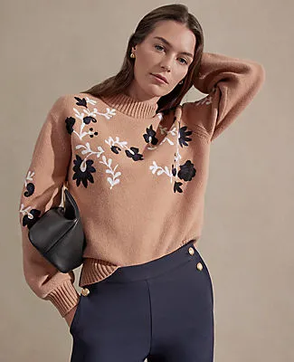 Ann Taylor Petite Embroidered Floral Mock Neck Sweater sold by Ann Taylor product image thumbnail 5