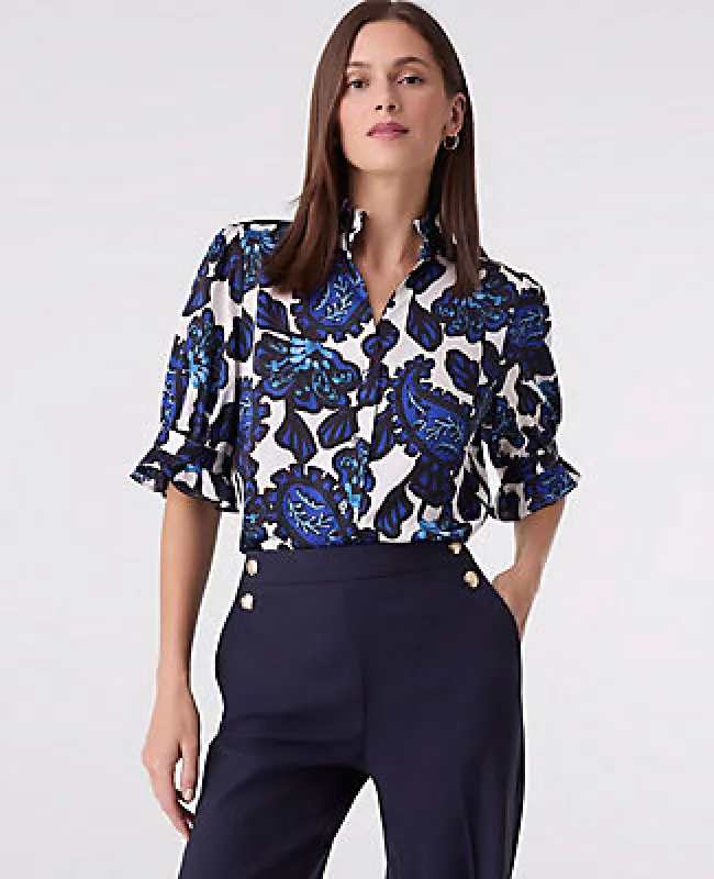 Ann Taylor Floral Ruffle Collar Shirt sold by Ann Taylor