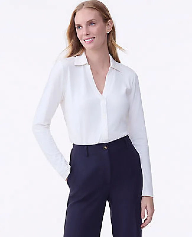 Ann Taylor Split Neck Button Down Shirt sold by Ann Taylor