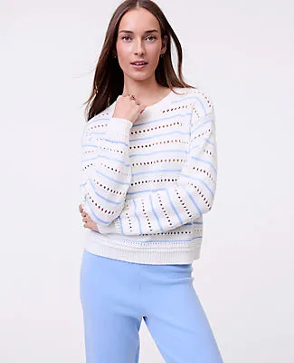 Ann Taylor Weekend Collection Pointelle Striped Sweater sold by Ann Taylor