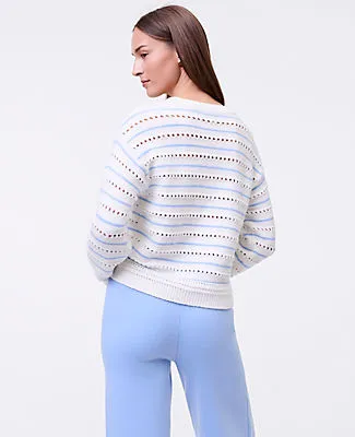 Ann Taylor Weekend Collection Pointelle Striped Sweater sold by Ann Taylor product image thumbnail 2