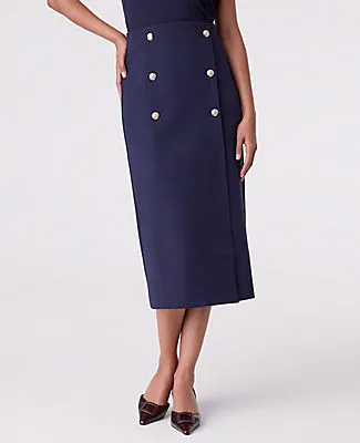 Ann Taylor Ponte Button Wrap Midi Skirt sold by Ann Taylor product image thumbnail 2
