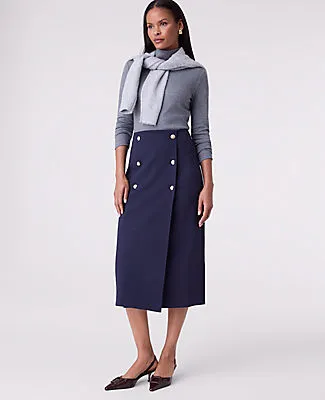 Ann Taylor Ponte Button Wrap Midi Skirt sold by Ann Taylor product image thumbnail 4