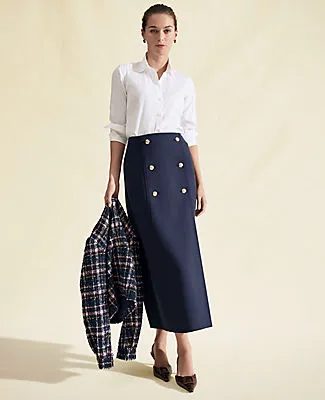 Ann Taylor Ponte Button Wrap Midi Skirt sold by Ann Taylor product image thumbnail 5