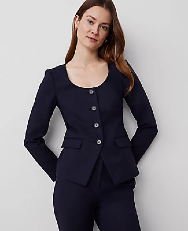 Ann Taylor The  Scoop Neck Jacket in Stretch Cotton sold by Ann Taylor