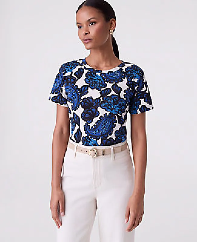 Ann Taylor Paisley Crew Neck Tee sold by Ann Taylor