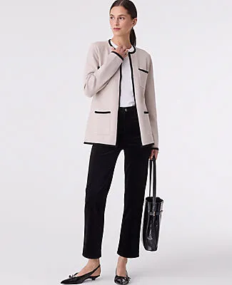 Ann Taylor Contrast Trim Sweater Jacket sold by Ann Taylor product image thumbnail 3